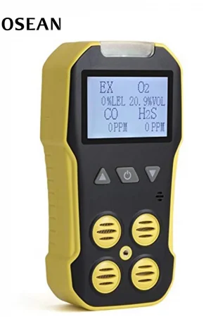 Bosean Multi Gas Detector Gas Meter O2 H2S CO LEL 4 in 1 Oxygen Hydrogen Sulfide Carbon Monoxide Combustible Gas Leak Detector