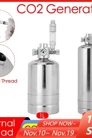 1L/2L Aquarium CO2 Generator System Kit Fish Tank Aquatic Plant Carbon Dioxide Reactor System External Thread Steel Cylinder