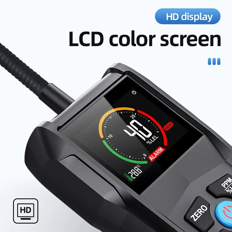 Gas Leak Detector Analyzer Methane Flammable 50000 PPM 100% LEL Combustible Natural Tester LCD Screen Sound and Light Alarm - Image 3