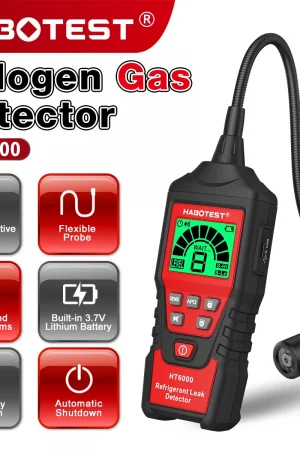 HABOTEST HT6000 Halogen Gas Leak Detector Sound & Screen Alarm High-Sensitivity Gas Sensor Gas Leak Detector Location Determine