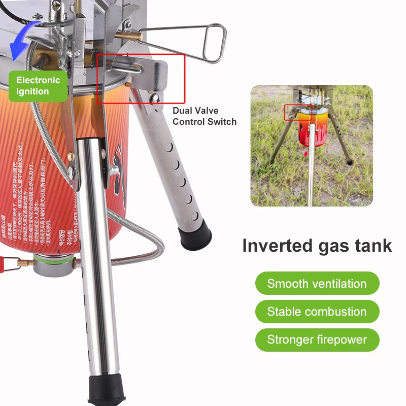 BRS-69 High Power 4360W Outdoor Gas Stove Adjustable Height Foldable Gas Burner Camping Picnic Windproof Stove Cooking Accessory - Image 4