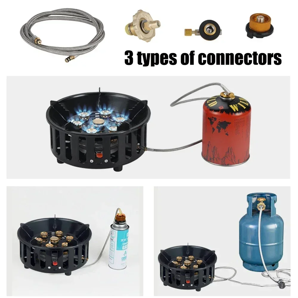 21000W 7-Core Camping Stove High-Power Strong Fire Portable Tourist Gas Burner Windproof Electronic Ignition Camping Equipment - Image 3