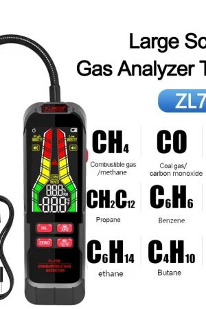 ZL73B Gas Leak Detector Buzzer Alert LCD Display Combustible Gas Detector Temperature Humidity Gas Analyzer Electric Tester Tool