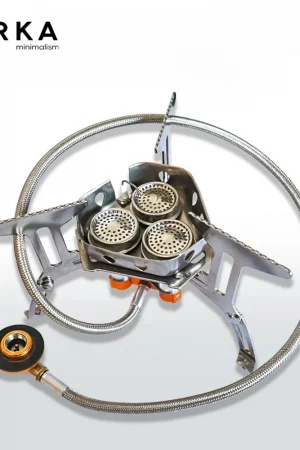 TARKA Outdoor Gas Stove Camping Gas Burenr, 5800w Strong Fire Furnace Folding Stove, Picnic Kitchen Cookware Hiking Supplies