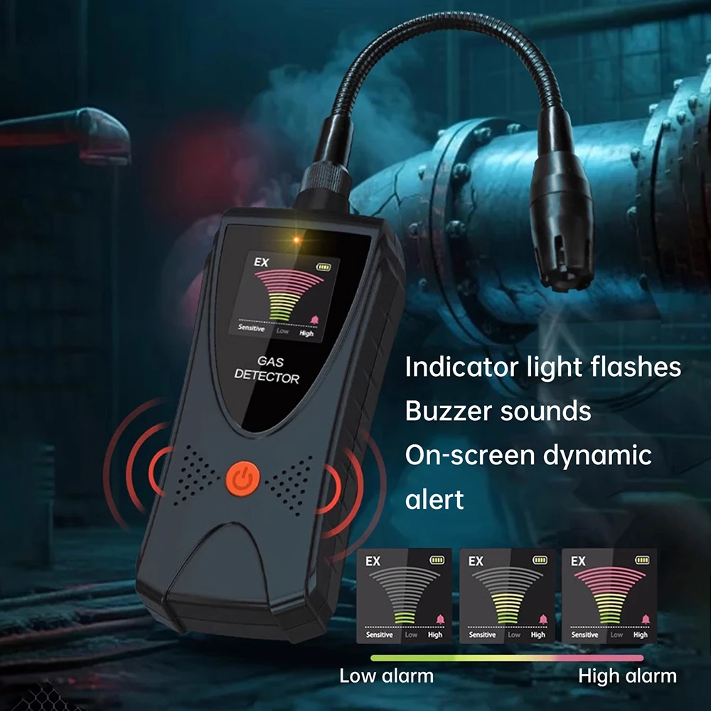 LCD Combustible Gas Detector Color Natural Gas Leak Detector Methane LPG Leak Detection Analyzers Tool With Audible Visual Alarm - Image 4