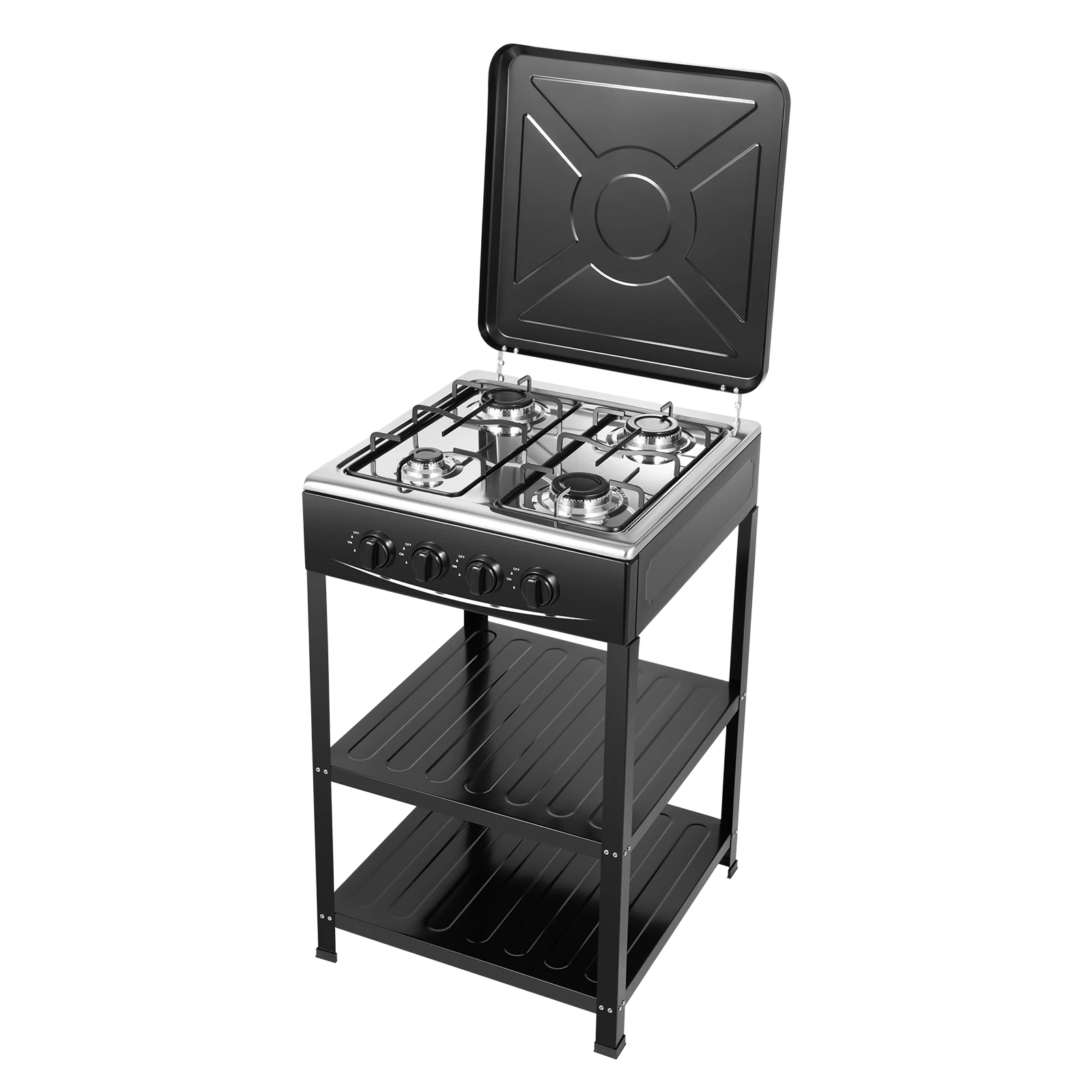 4 Burners Gas Stove Propane Removable Smokeless Barbecue Grill Portable BBQ Grill w/Movable Storage Bracket