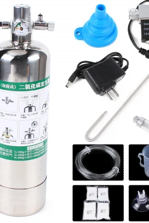Aquarium CO2 Generator system Kit Stainless Steel CO2 Cylinder Generator System Carbon Dioxide Reactor Kit For Plant Fish