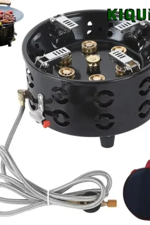 19800W 7-Core Camping Stove High-Power Strong Fire Portable Tourist Gas Burner Windproof Electronic Ignition Camping Equipment