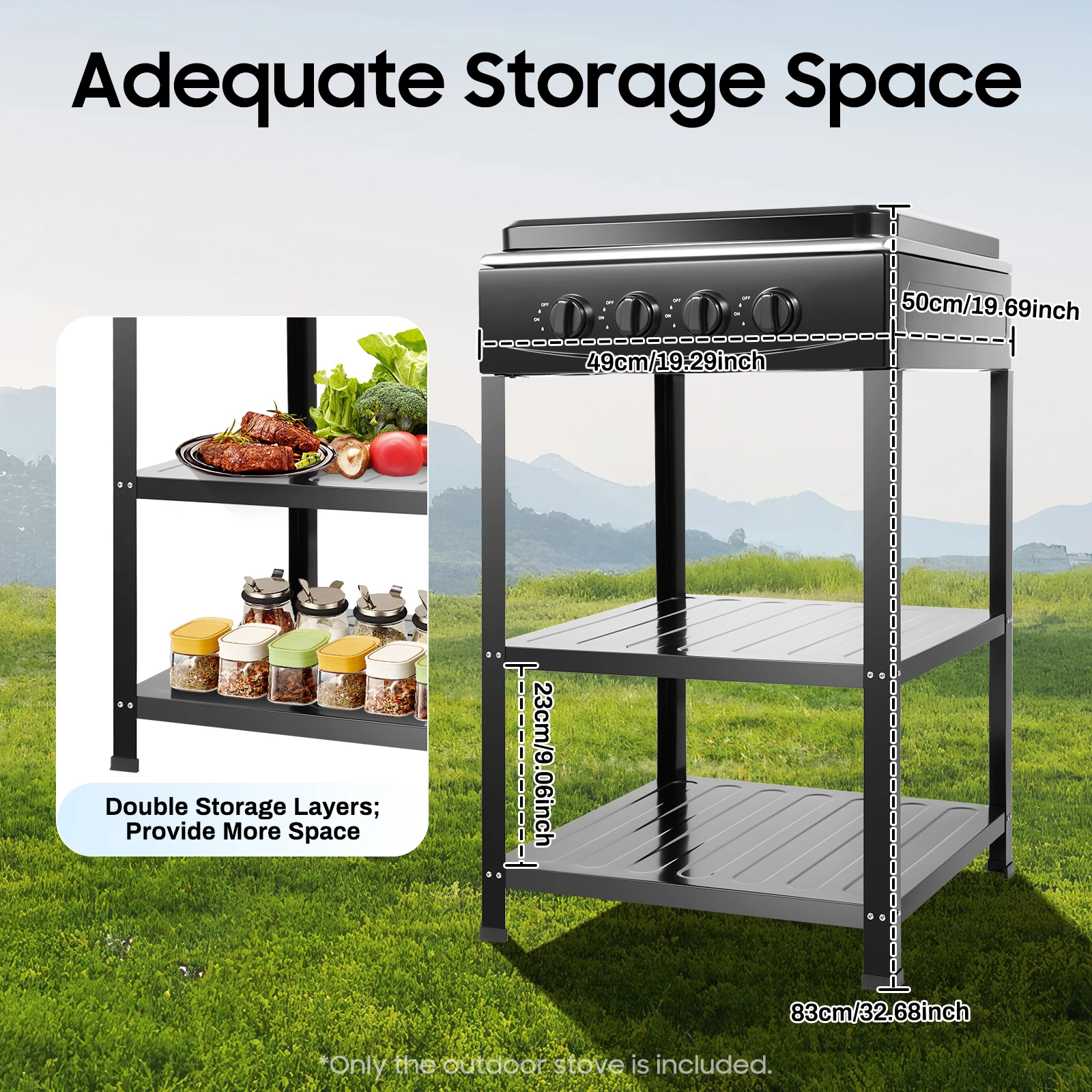 4 Burners Gas Stove Propane Removable Smokeless Barbecue Grill Portable BBQ Grill w/Movable Storage Bracket - Image 4