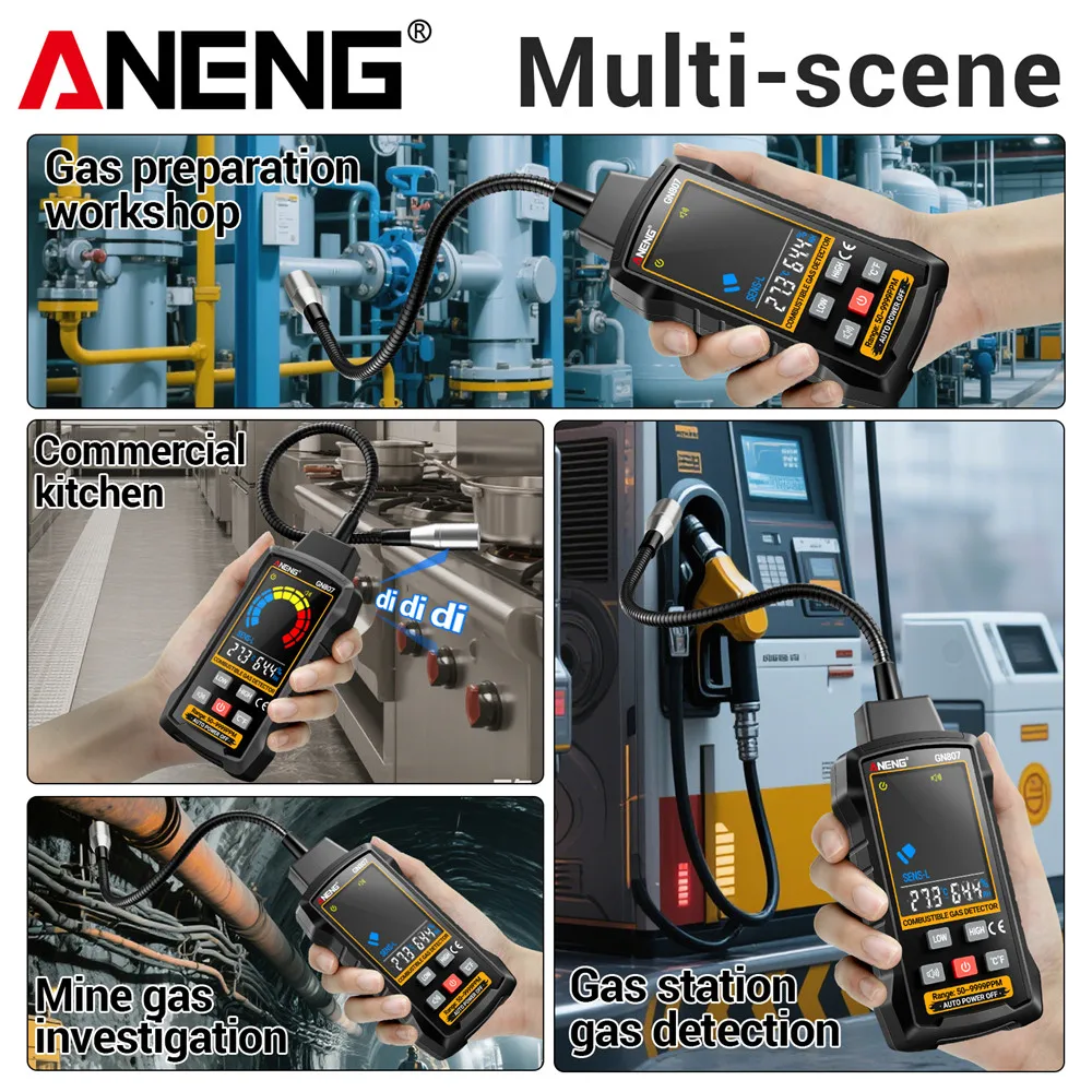 Gas Leak Detector Combustible 50~10000PPM Methane Detection Detector Co2 Alcohol LPG Methane Digital Tester Tools ANENG GN807 - Image 5