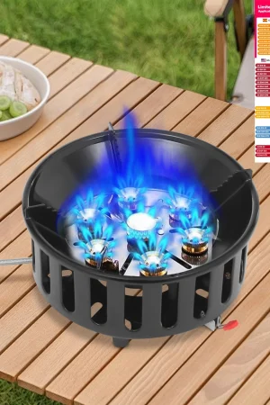 Camping Stove Outdoor Burner Portable Stove with 3 Adapters Gas Stove matching storage bag for frying steaming boiling picnic