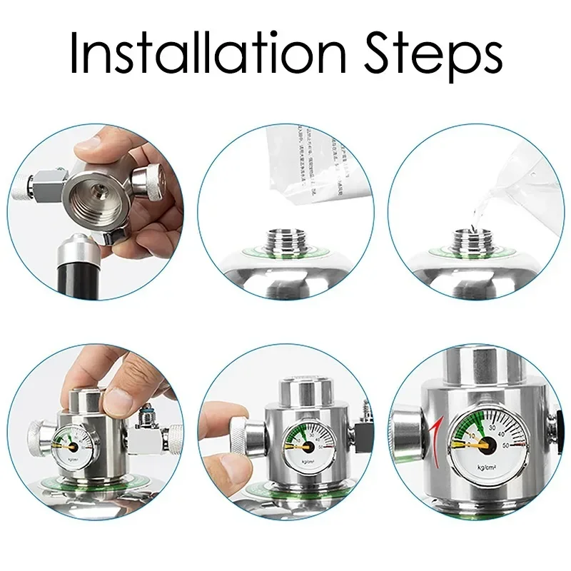 1L/2L Aquarium CO2 Generator System Kit Fish Tank Aquatic Plant Carbon Dioxide Reactor System External Thread Steel Cylinder - Image 5