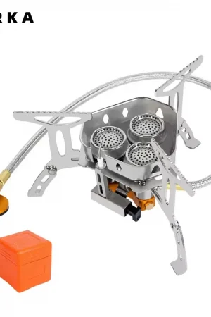 TARKA 3 Heads Gas Stove Tourist Camping Burners Folding Backpacking Furnace 5800W Outdoor Hiking Picnic BBQ Cooking Equipment