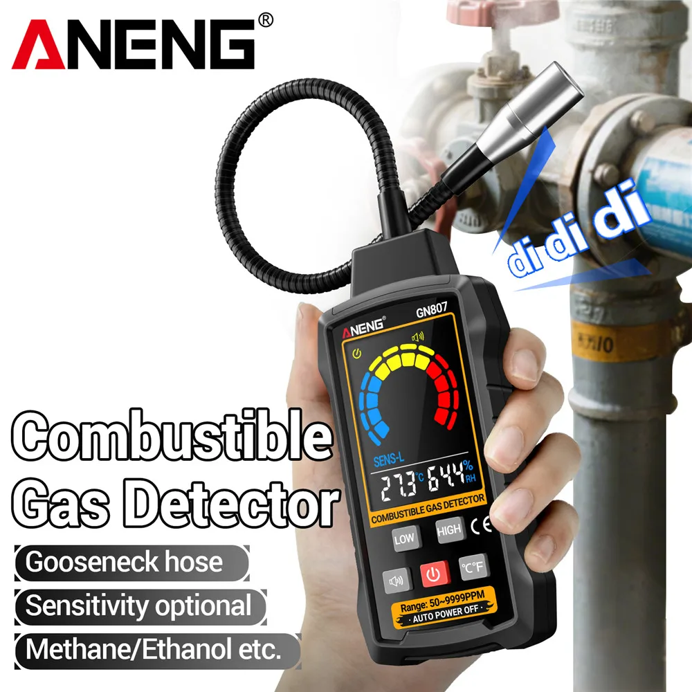 Gas Leak Detector Combustible 50~10000PPM Methane Detection Detector Co2 Alcohol LPG Methane Digital Tester Tools ANENG GN807 - Image 3