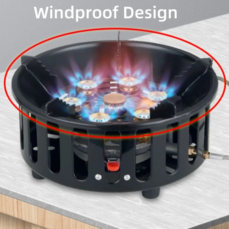 21000W 7-Core Camping Stove High-Power Strong Fire Portable Tourist Gas Burner Windproof Electronic Ignition Camping Equipment - Image 5