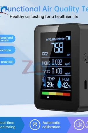 5 in1 Air Quality Monitor Multifunctional CO2 Meter Digital Temperature Humidity Tester Carbon Dioxide TVOC HCHO Detector